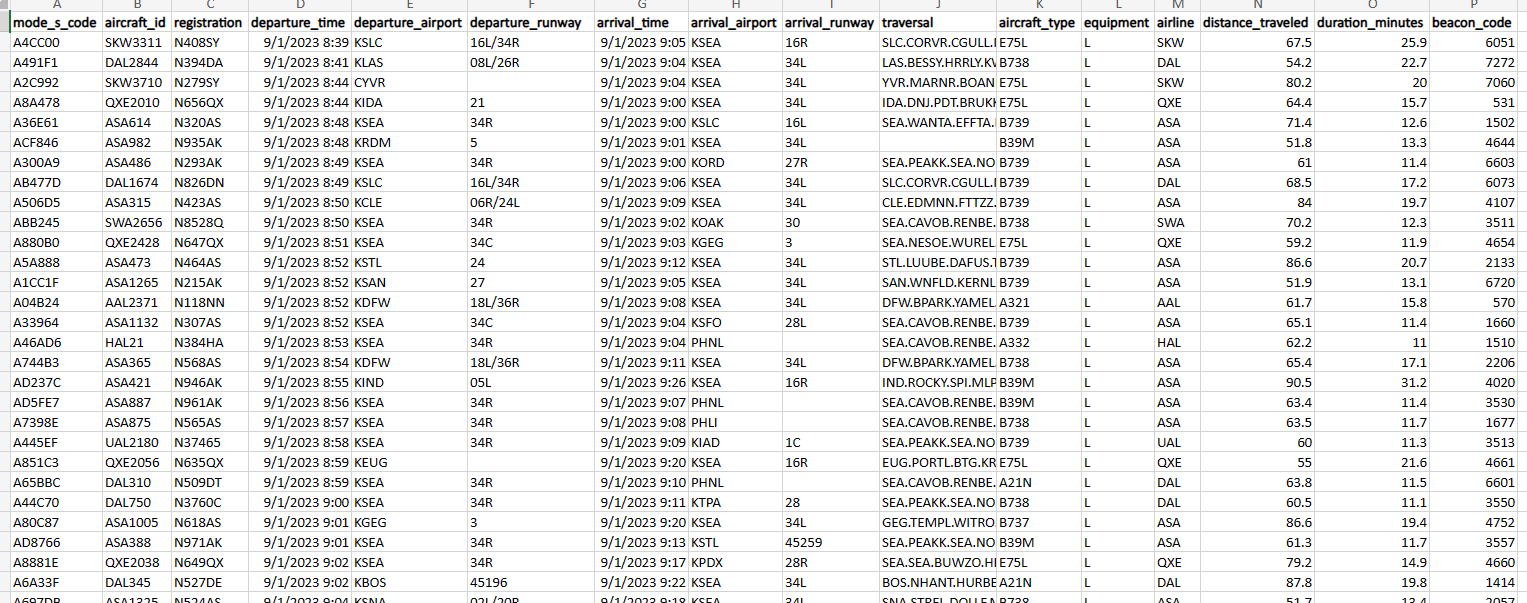 Airport Flight Operations History Report